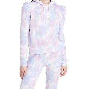 Generation Love Carla Tie-Dye Long Sleeve Hooded Sweatshirt Pullover Lilac Small